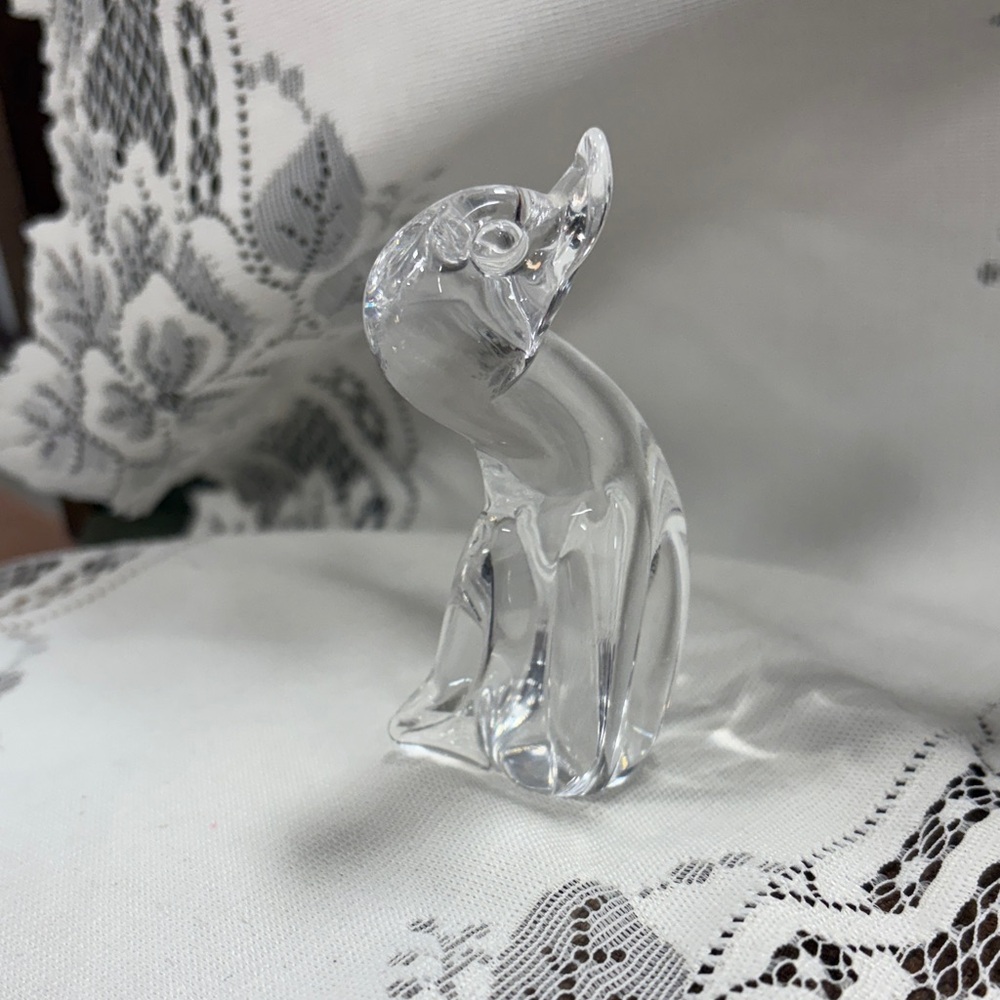Vintage Vilca Italy 24% Lead Crystal Hand Blown Glass Duck Paperweight Sculpture